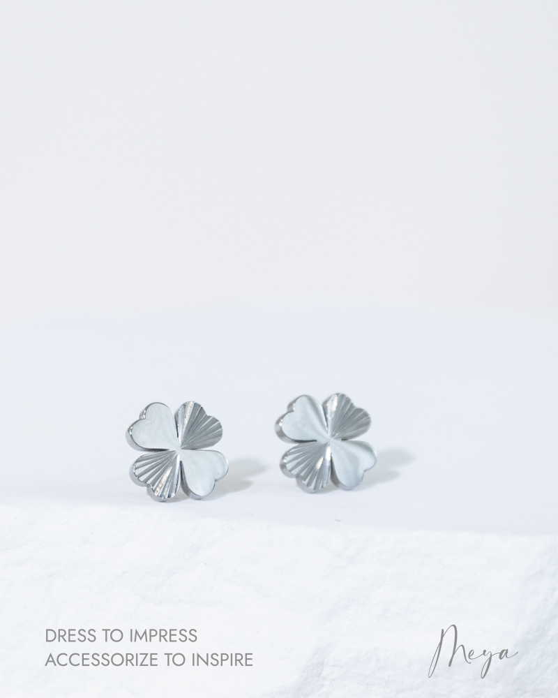 귀걸이 四葉幸運草耳環  / 銀色