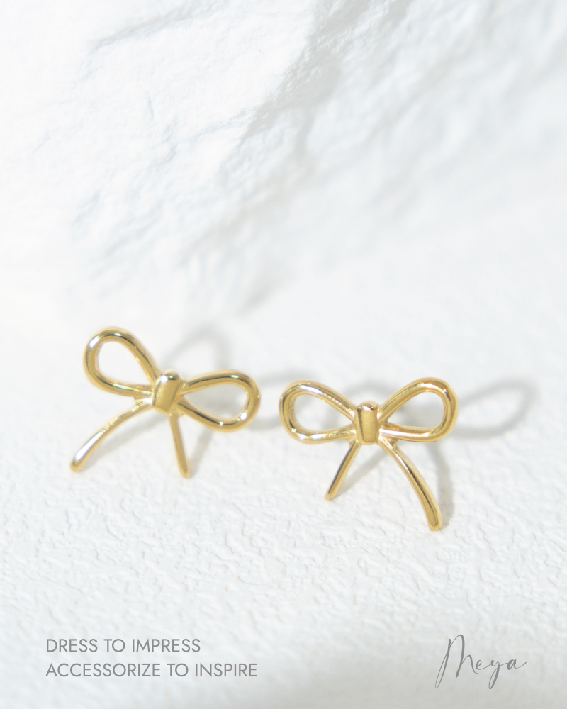 귀걸이 蝴蝶結耳環 / 金色