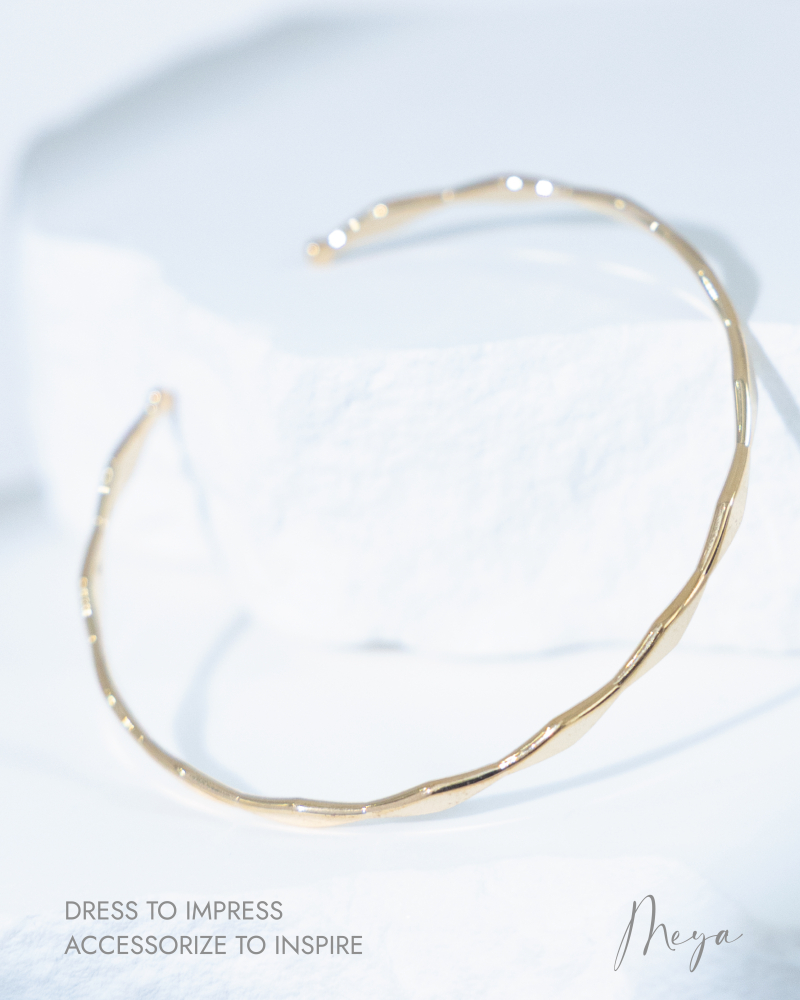 팔찌 細條菱形相連開口式手環 / 金色