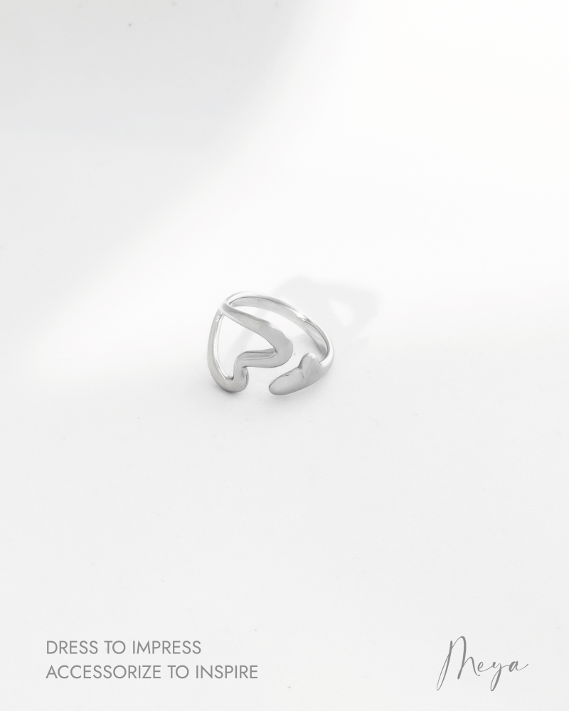 大小愛心 戒指／銀色