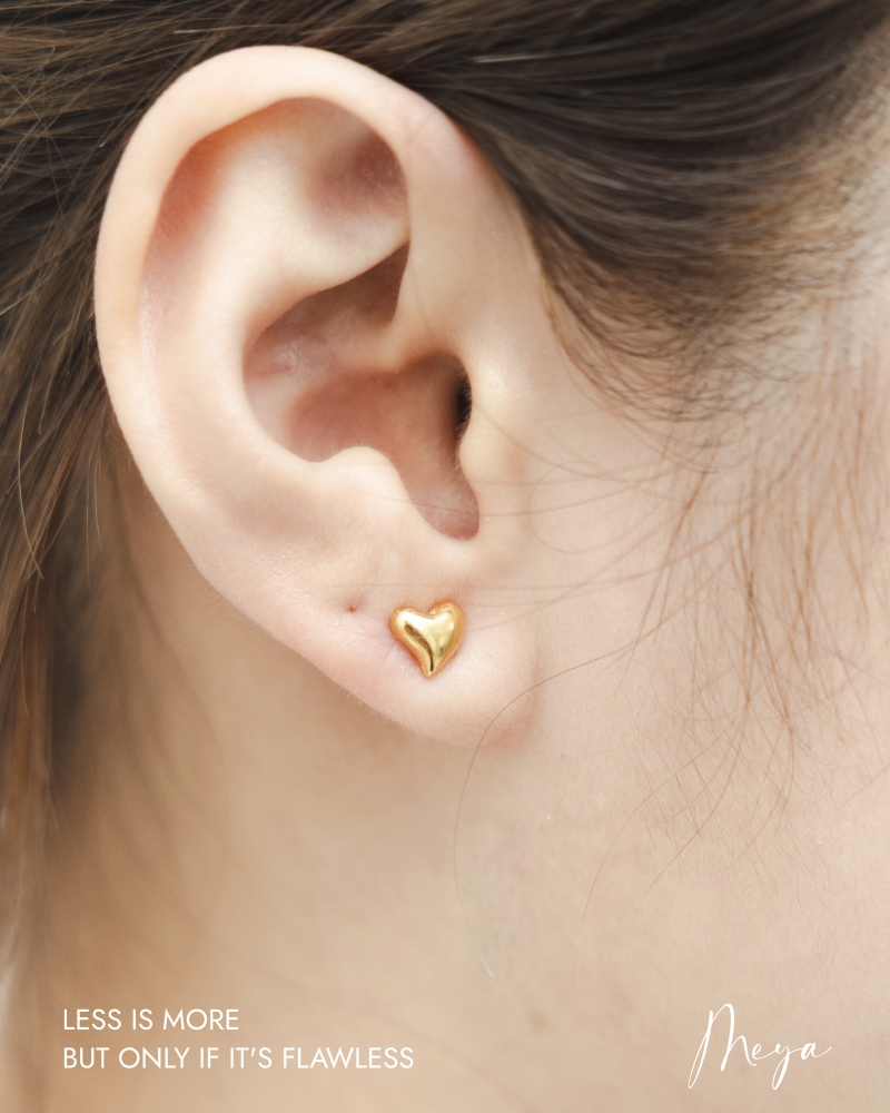 귀걸이 立體小愛心耳環 / 金色