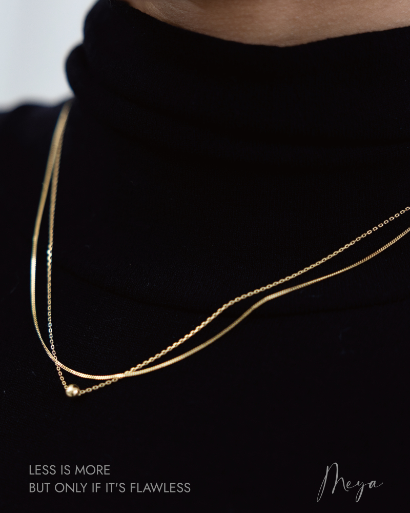 雙層 小圓珠喜平項鏈 / 金色