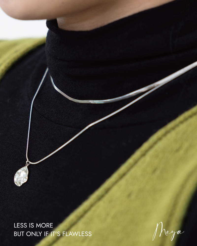 목걸이 雙層波光項鍊 可拆成兩條分開戴 / 銀色