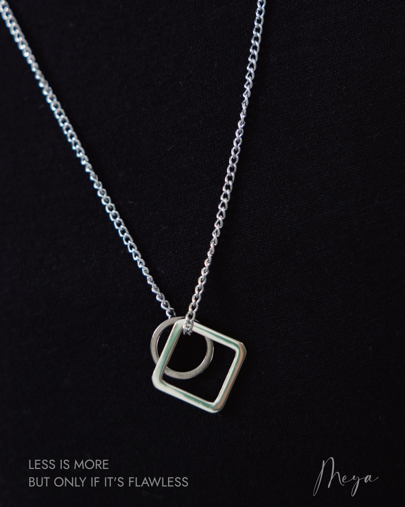 목걸이 幾何環墜項鍊   / 銀色