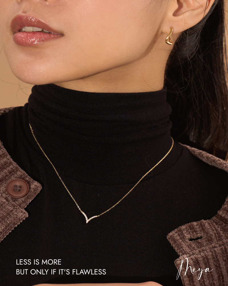 V字型閃鑽項鍊 / 金色