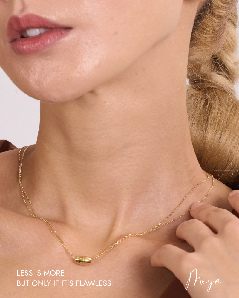 雙層喜平鏈 橄欖球狀收束 / 金色