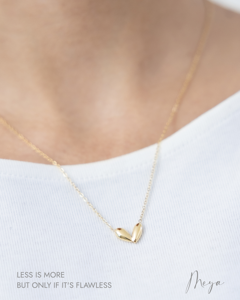 小水滴型愛心 項鏈/金色