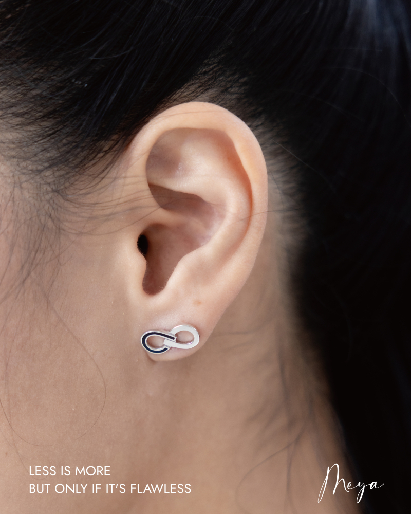 無限 耳環／銀色