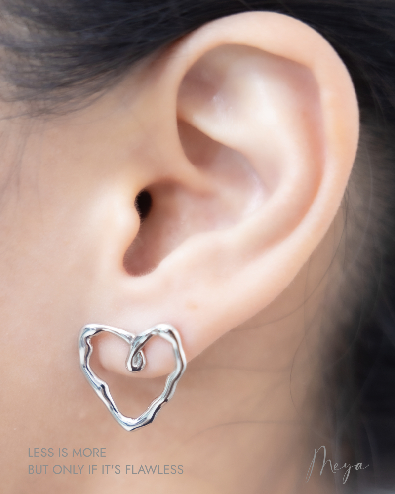 귀걸이 平空心愛心耳環 / 銀色