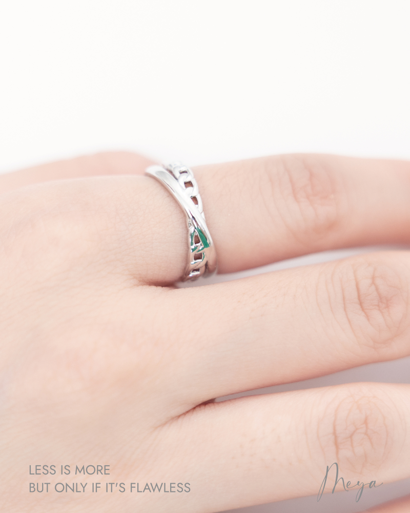 반지 鎖鏈樣式純線條交叉開口式戒指 / 銀色