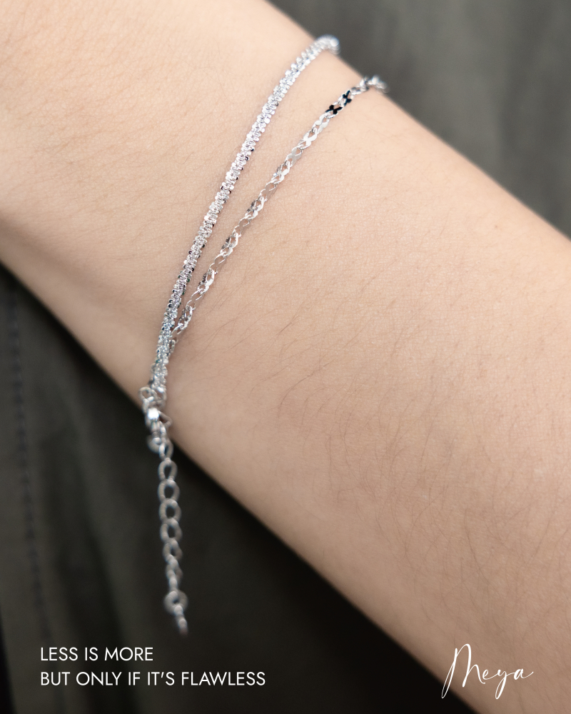 蝴蝶螺旋鏈 特殊粗螺旋鏈 雙層手鏈／銀色