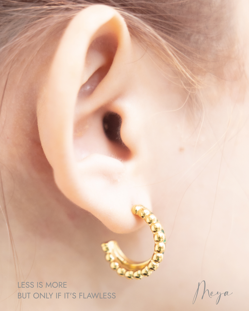 귀걸이 兩半圓弧耳環 /金色