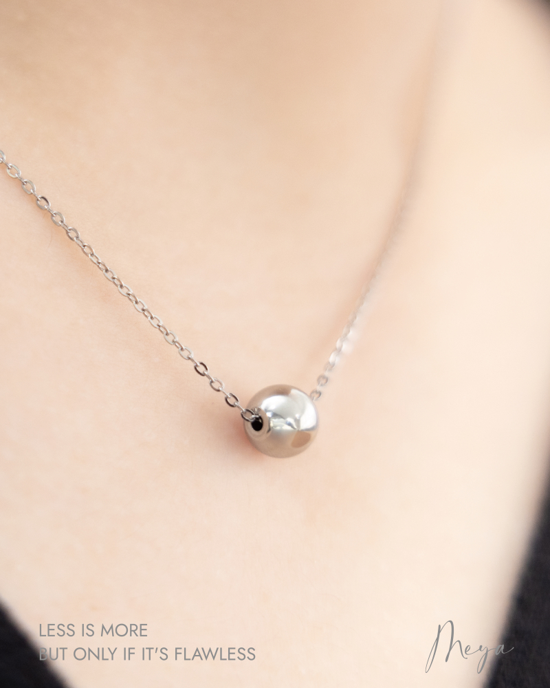 목걸이 單顆可移動圓珠項鍊 / 銀色