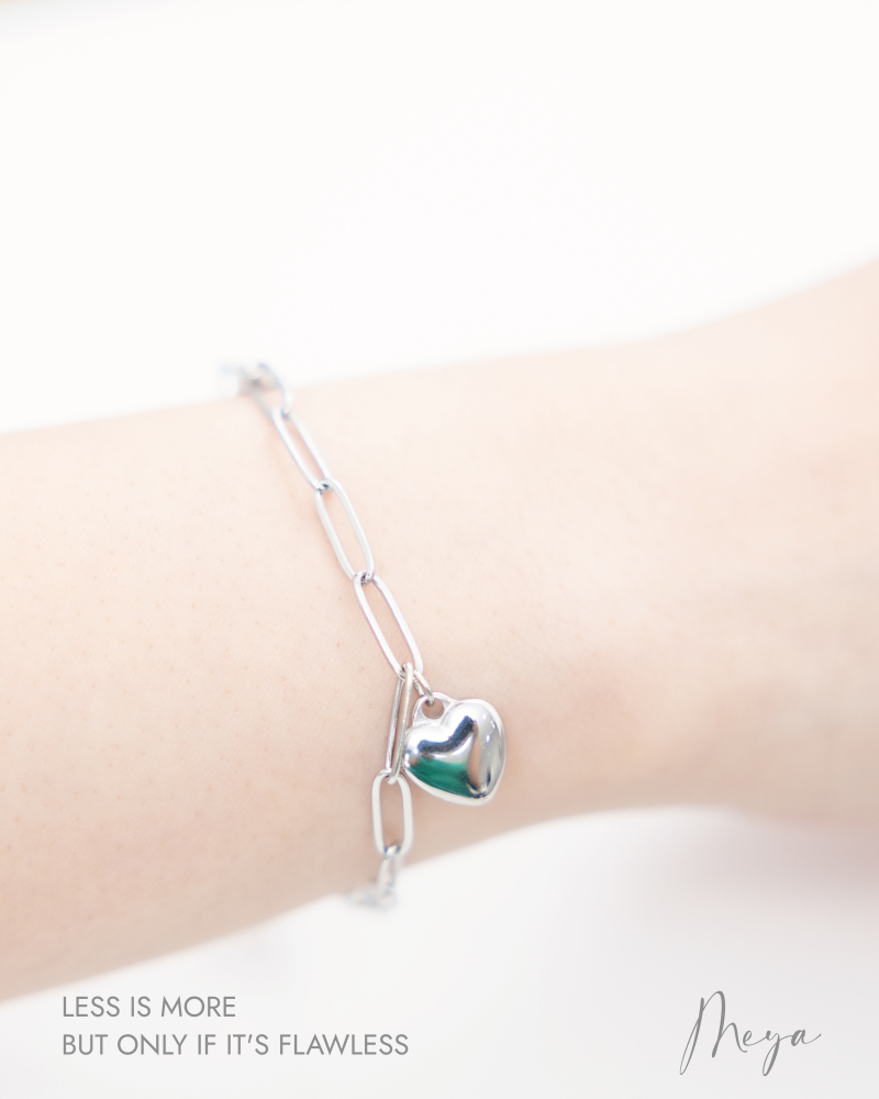 팔찌 掛墜立體小愛心鎖頭手鍊 / 銀色