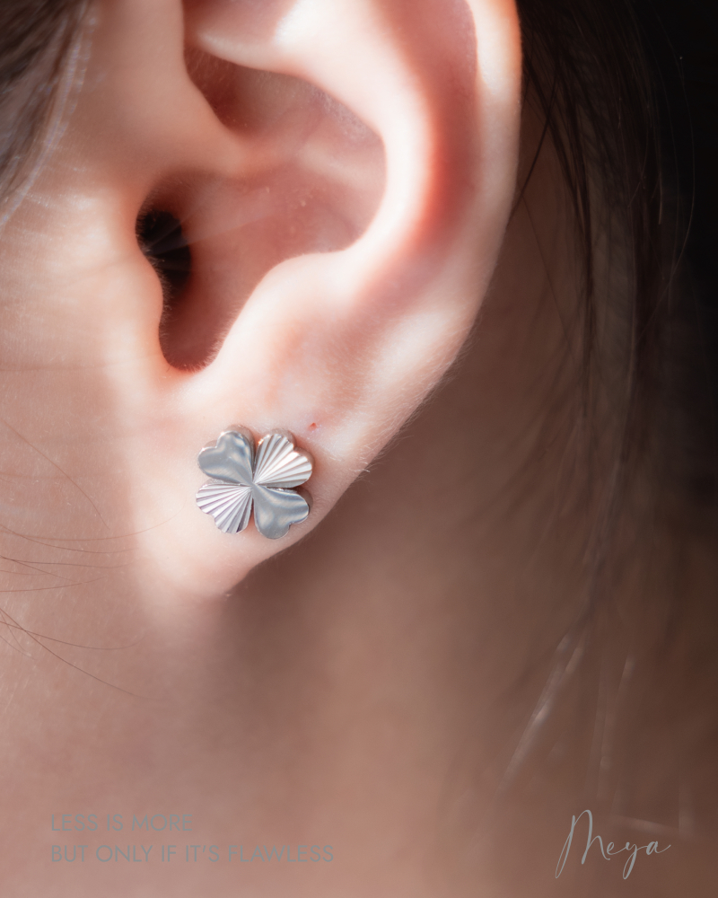 귀걸이 四葉幸運草耳環 / 銀色