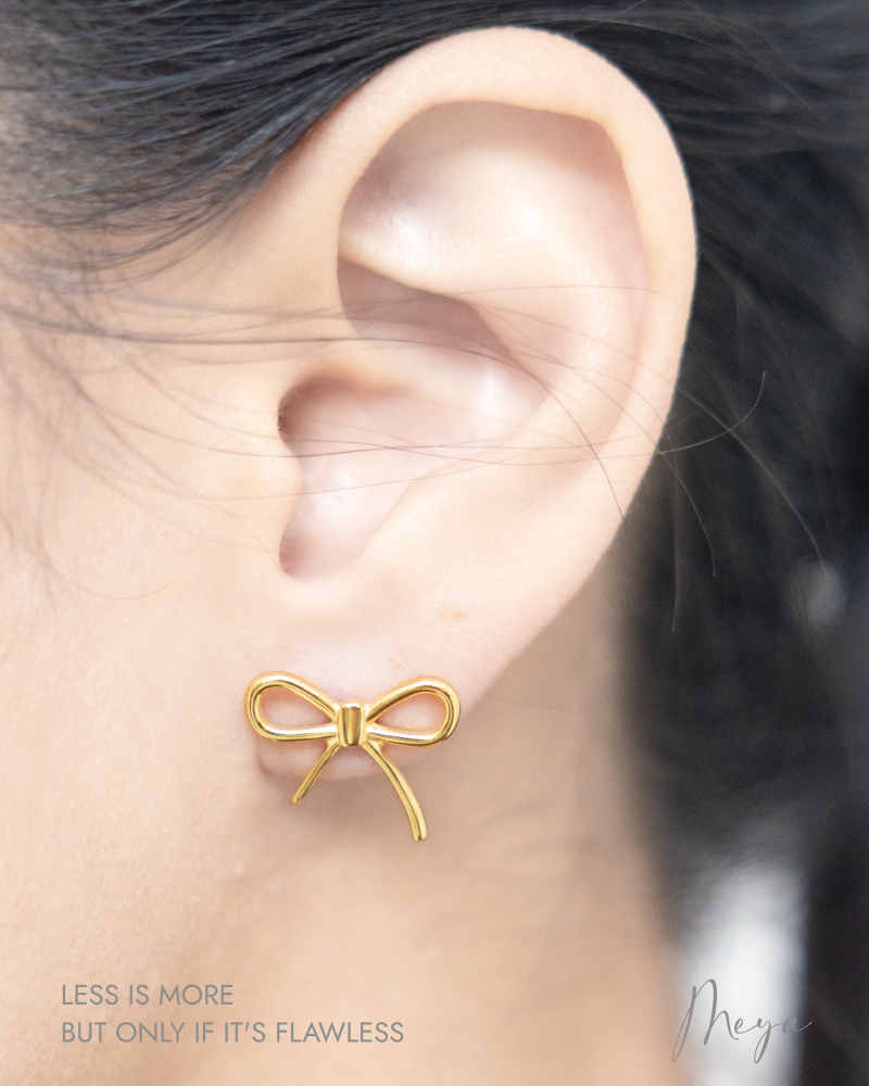 귀걸이 蝴蝶結耳環 / 金色