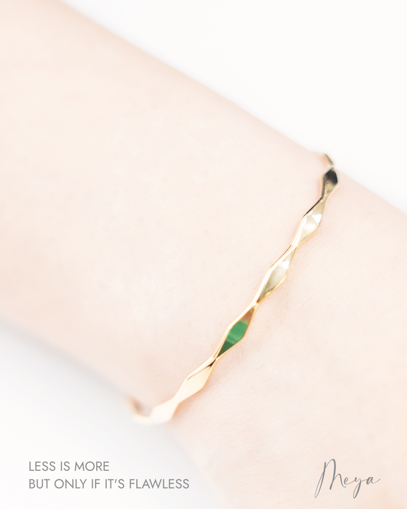 팔찌 細條菱形相連開口式手環 / 金色