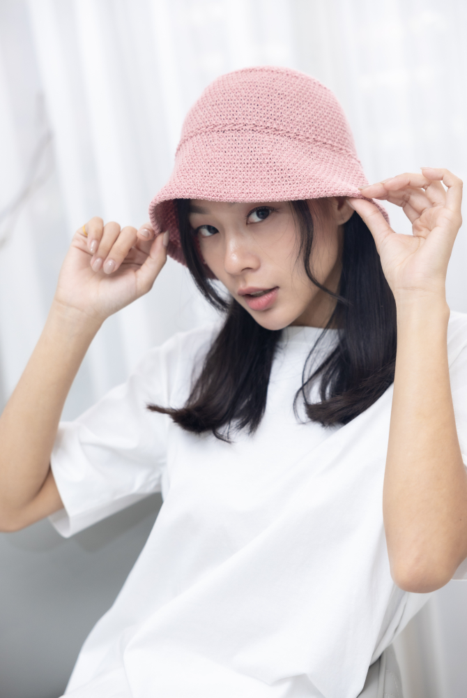 모자 編織漁夫帽 / 粉紅色