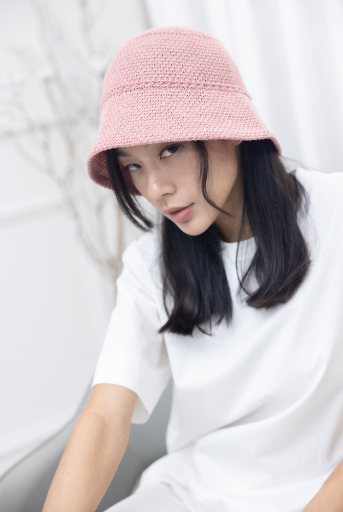 모자 編織漁夫帽 / 粉紅色