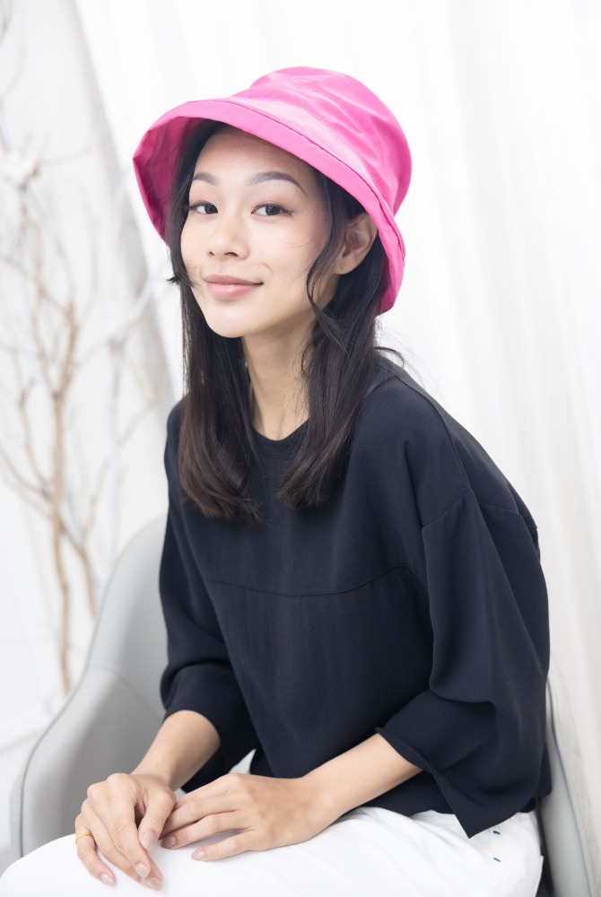 모자 拼接式漁夫帽／桃紅色