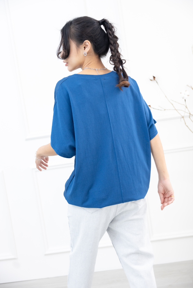 반팔 白色印紋飛鼠短袖上衣 /藍綠色