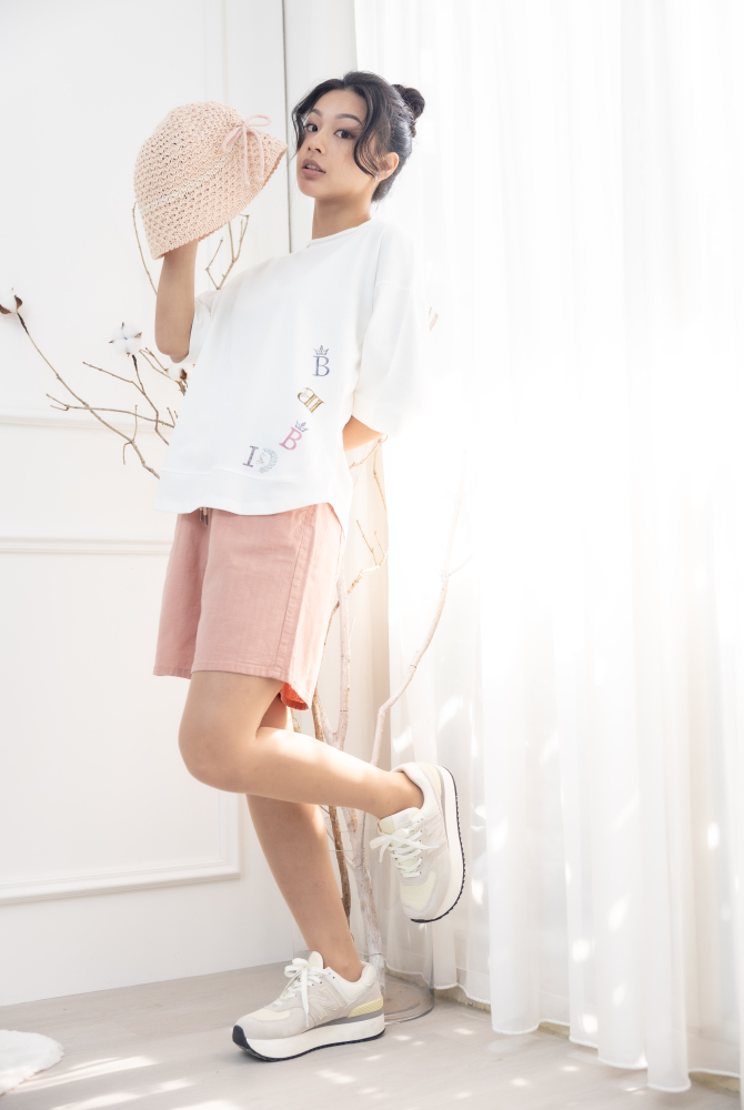 모자 蝴蝶結編織帽／淺粉色