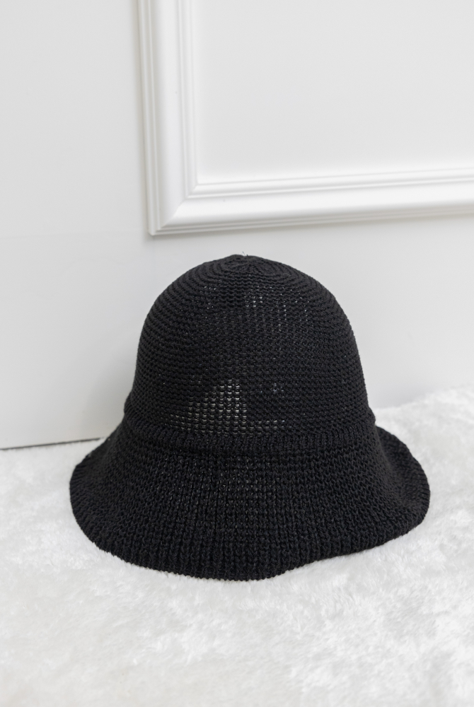 모자 圓領寬延帽／黑色