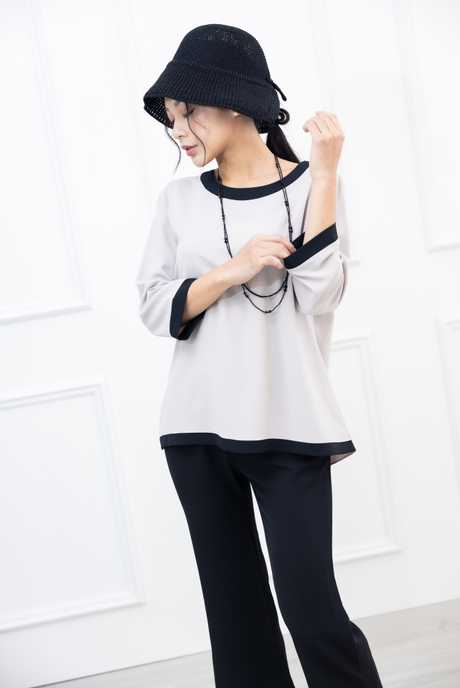 모자 圓領寬延帽／黑色