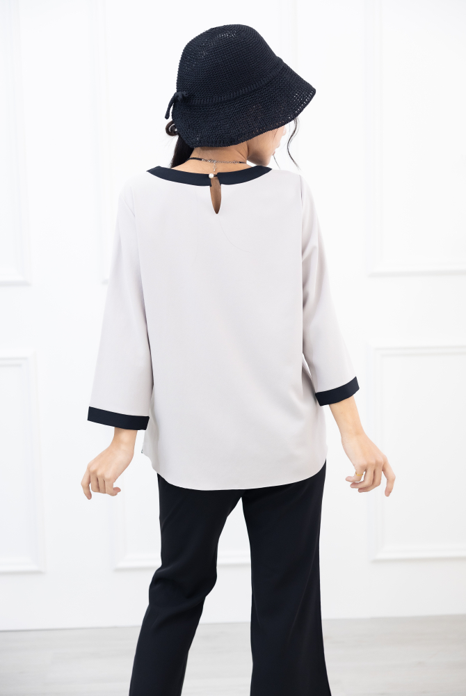 모자 圓領寬延帽／黑色