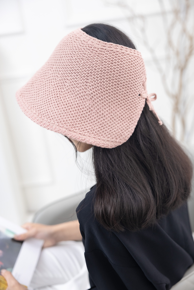모자 空頂圓領寬延帽／粉色
