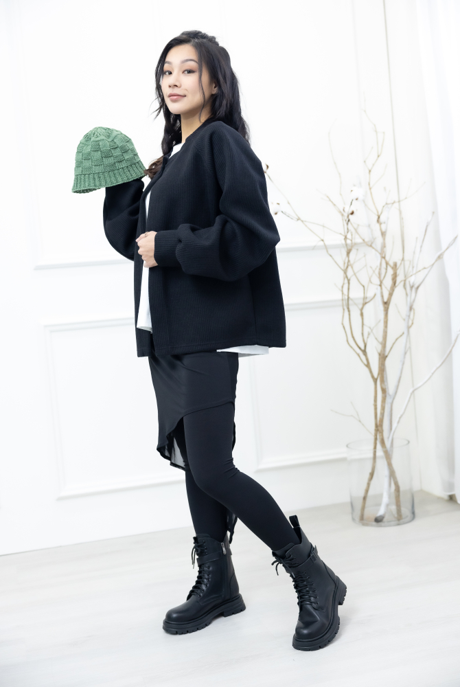 모자 格子編織帽圓頂帽／ 綠色