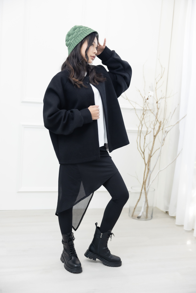 모자 格子編織帽圓頂帽／ 綠色