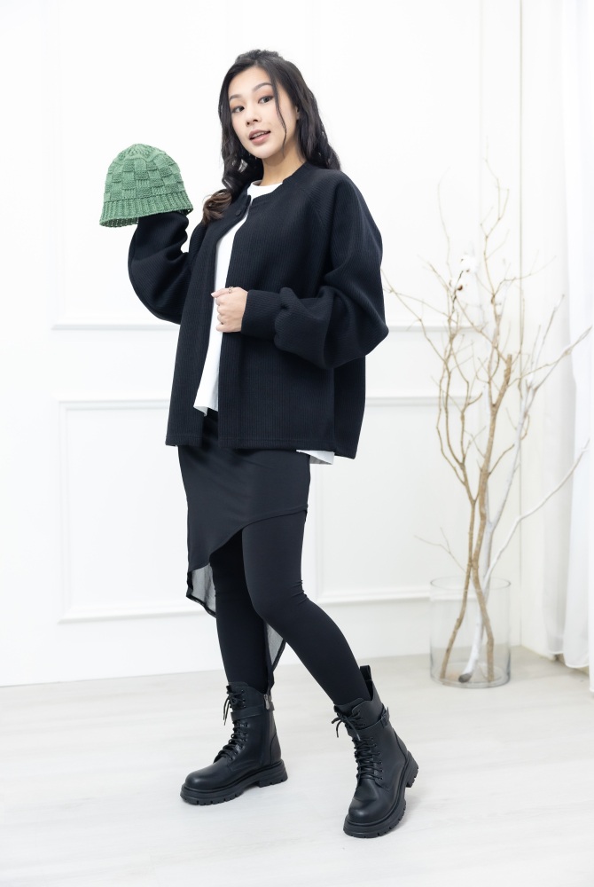 모자 格子編織帽圓頂帽／ 綠色