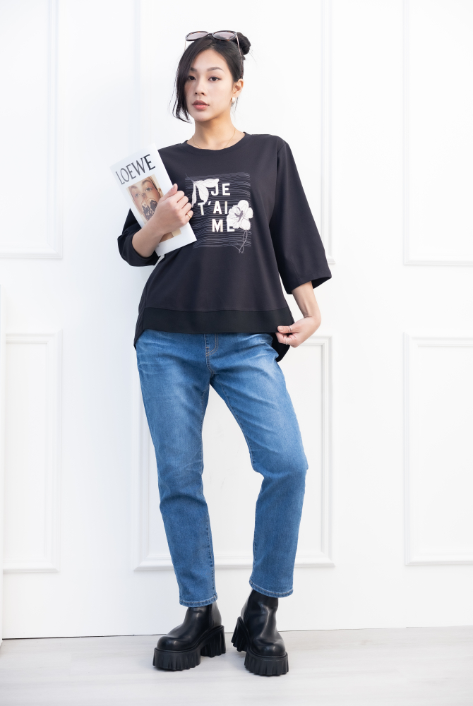 긴 바지 窄管牛仔長褲 / 藍色