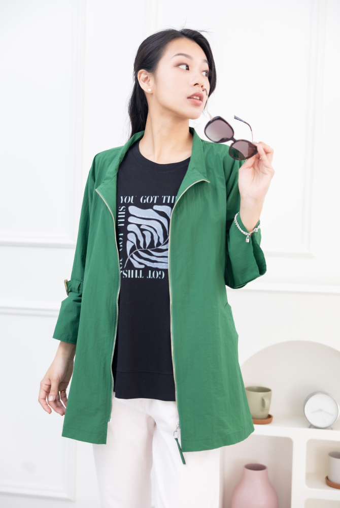 긴팔 코트 造型袖七分袖外套 / 綠色