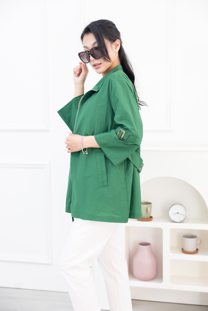긴팔 코트 造型袖七分袖外套 / 綠色