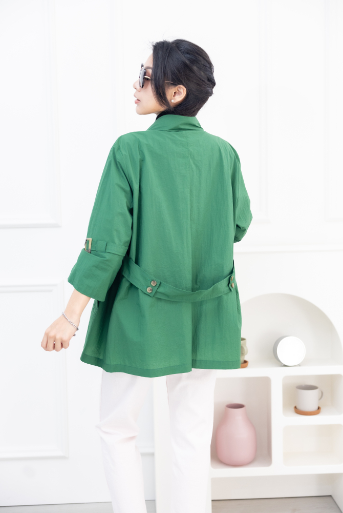 긴팔 코트 造型袖七分袖外套 / 綠色
