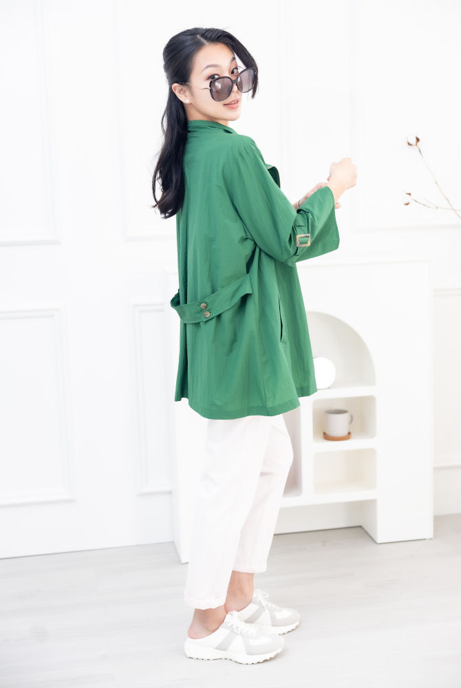 긴팔 코트 造型袖七分袖外套 / 綠色
