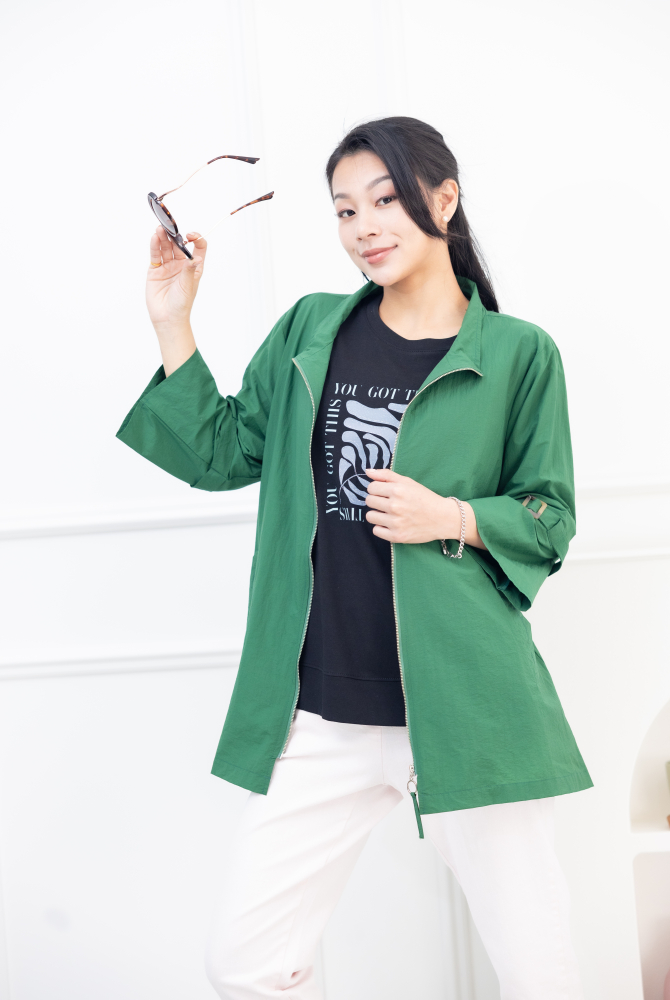 긴팔 코트 造型袖七分袖外套 / 綠色