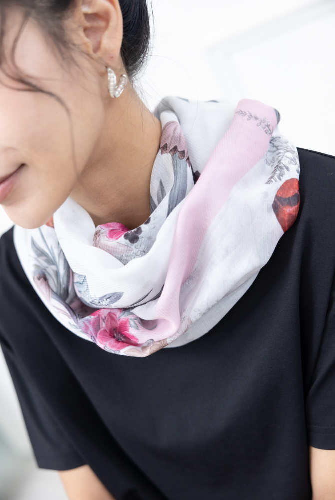 스카프 多色斜織紋半透方形圍巾