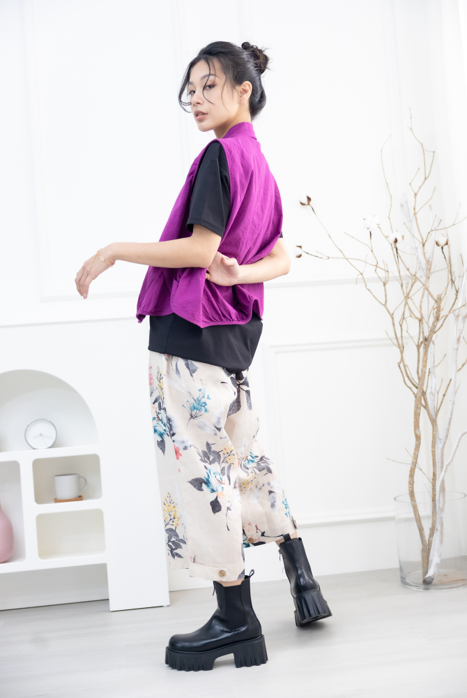 조끼 腰側口袋背心 / 葡萄紫