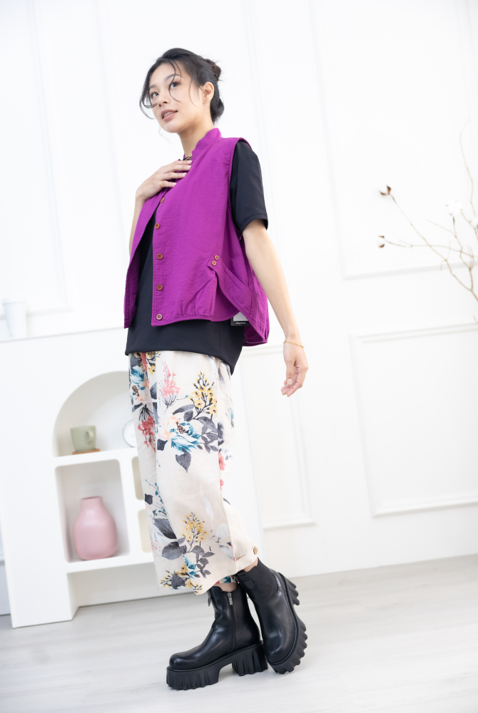 조끼 腰側口袋背心 / 葡萄紫