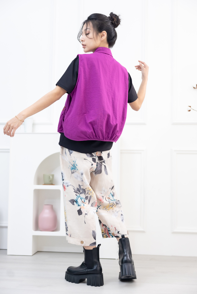 조끼 腰側口袋背心 / 葡萄紫