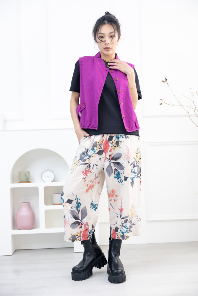 조끼 腰側口袋背心 / 葡萄紫