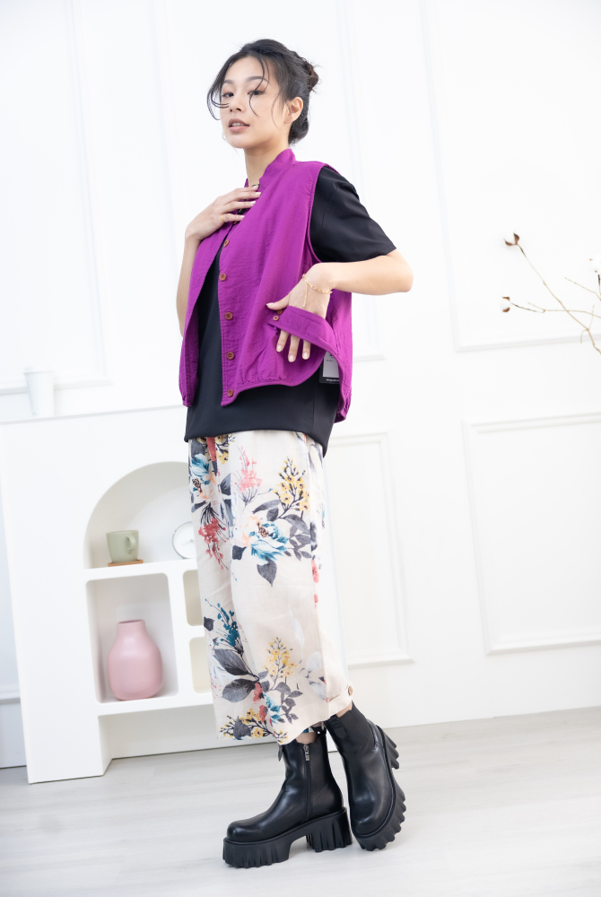 조끼 腰側口袋背心 / 葡萄紫