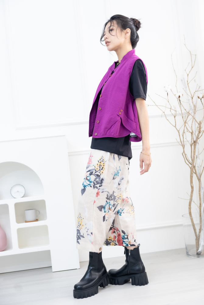 조끼 腰側口袋背心 / 葡萄紫