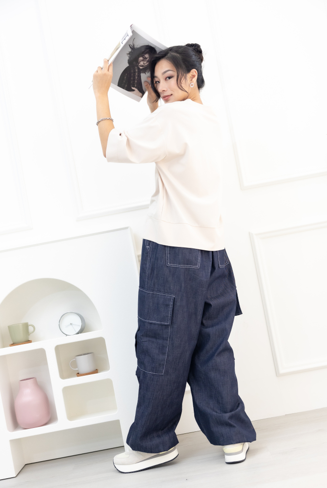 반팔 粉字paris貴妃椅短袖上衣／米色