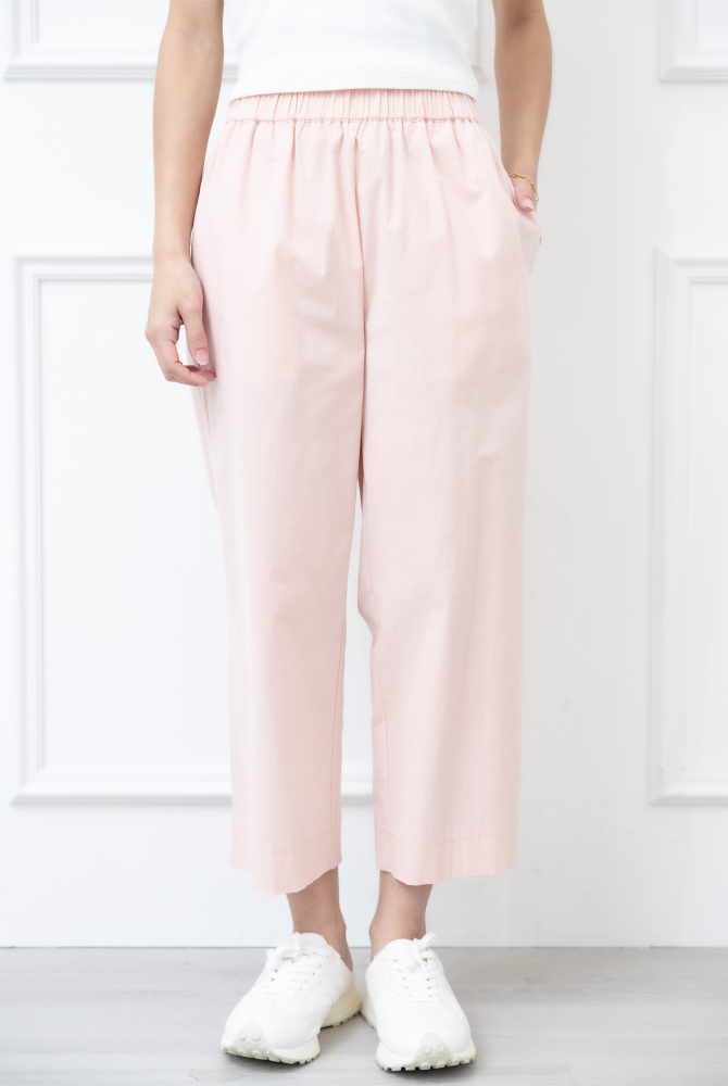 긴 바지 鬆緊帶厚棉長褲 / 粉色