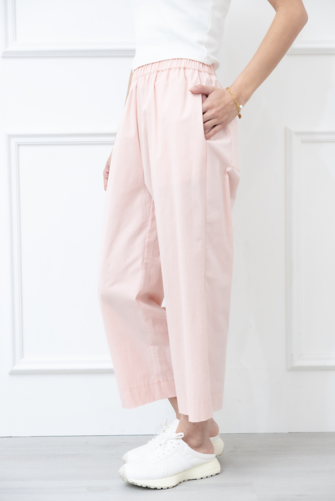 긴 바지 鬆緊帶厚棉長褲 / 粉色