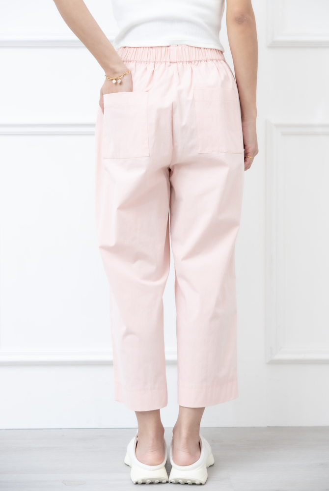 긴 바지 鬆緊帶厚棉長褲 / 粉色